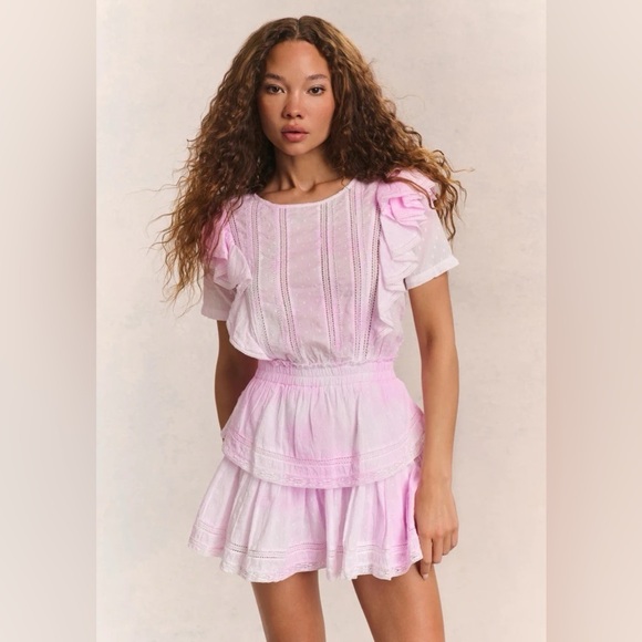 LoveShackFancy Dresses & Skirts - LoveShackFancy Dress Natasha Mini Tie Dye Ruffled Swiss Dot Lace Extra Large